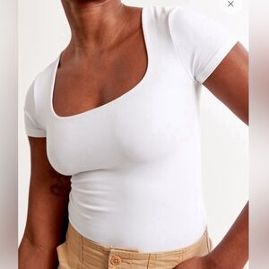 Abercrombie & Fitch Cotton blend Square neck short sleeve Bodysuit Small